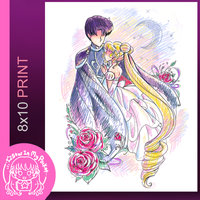 Moon Romance 8x10 Anime Sketch Art Print