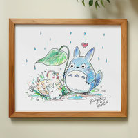 Rain Buddies 8x10 Anime Sketch Art Print