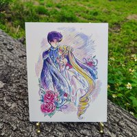 Moon Romance 8x10 Anime Sketch Art Print