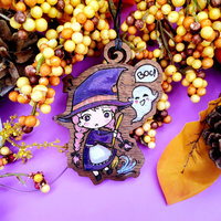 Little Witch Painted Halloween Ornament