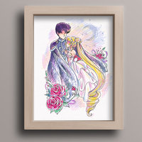 Moon Romance 8x10 Anime Sketch Art Print