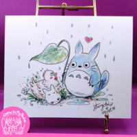 Rain Buddies 8x10 Anime Sketch Art Print