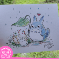 Rain Buddies 8x10 Anime Sketch Art Print