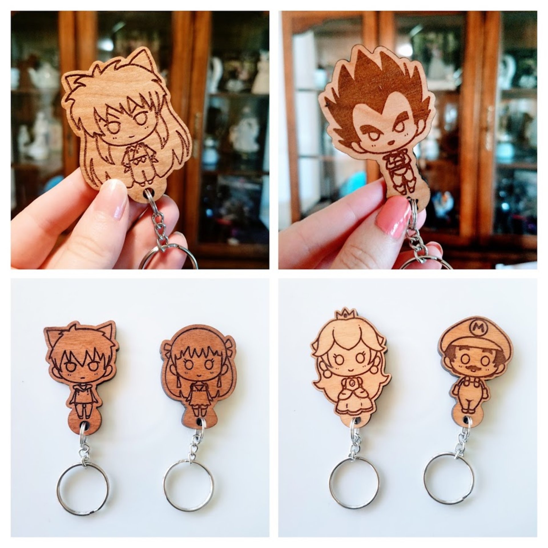 anime wood keychains