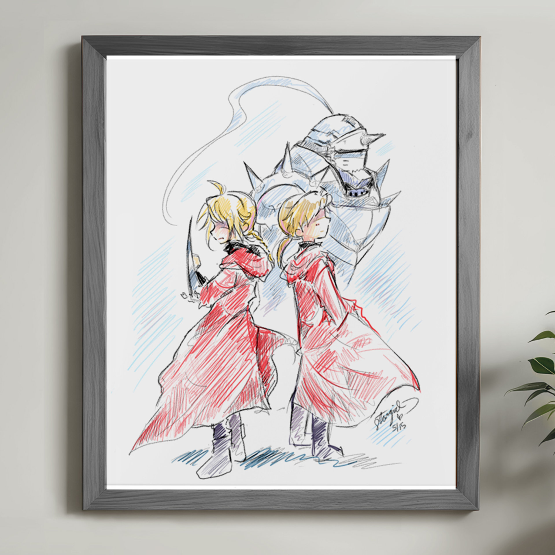 Brothers 8x10 Anime Sketch Art Print