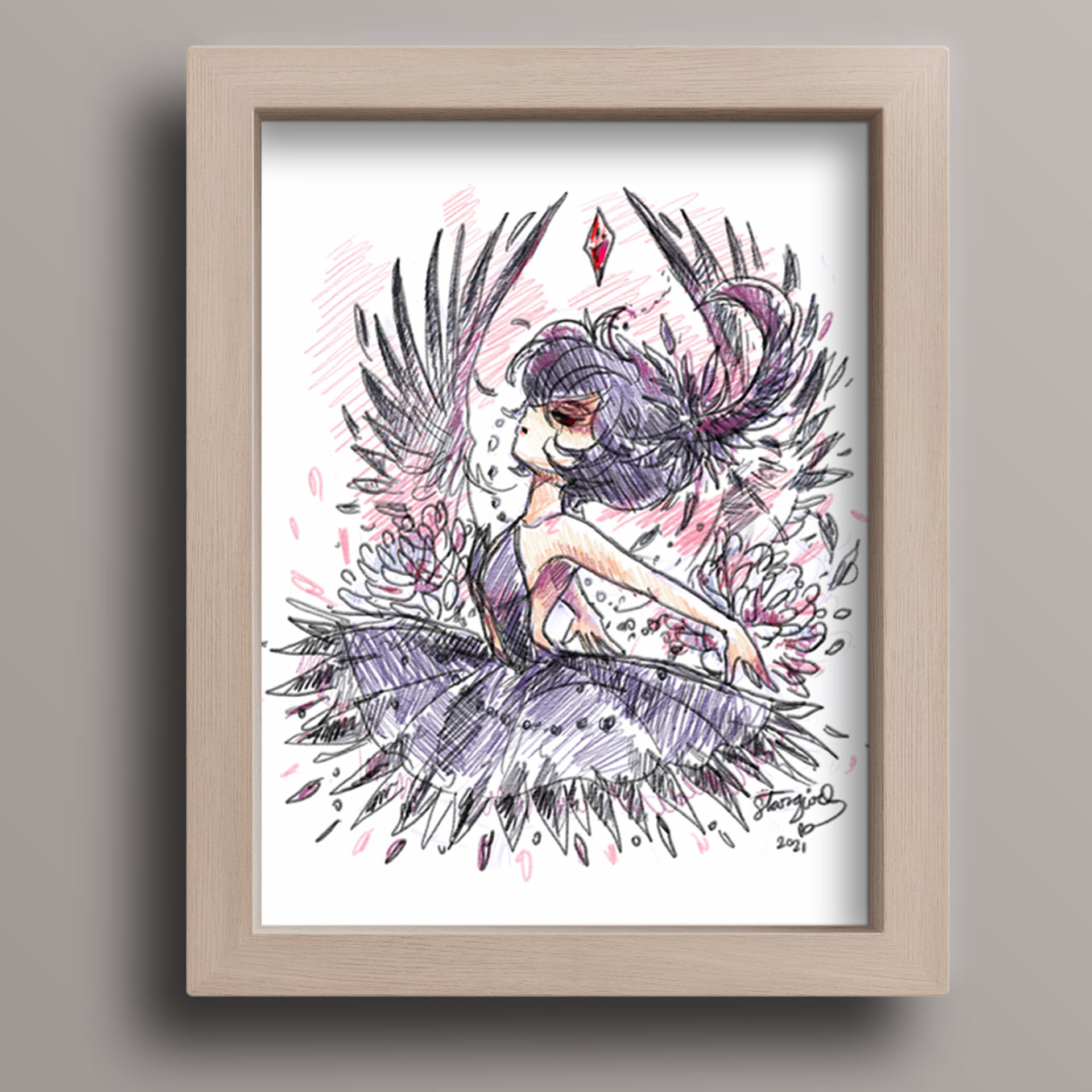 Raven Sketch Art Print