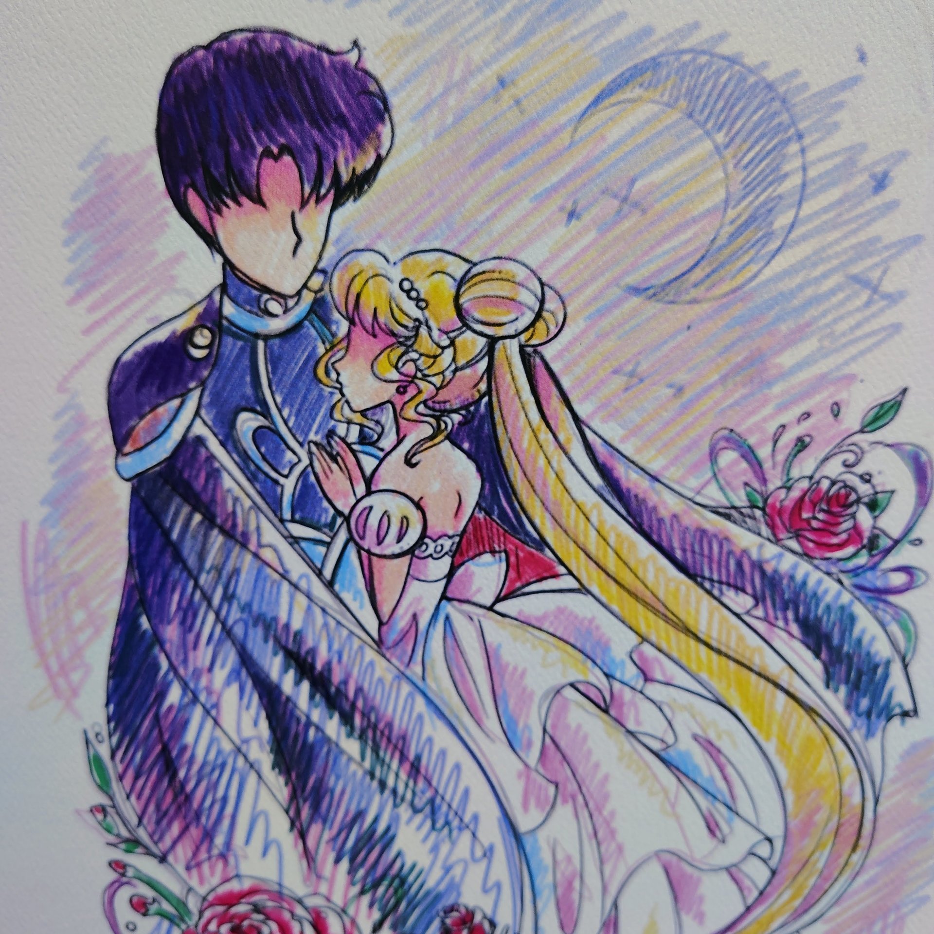 Moon Romance 8x10 Anime Sketch Art Print