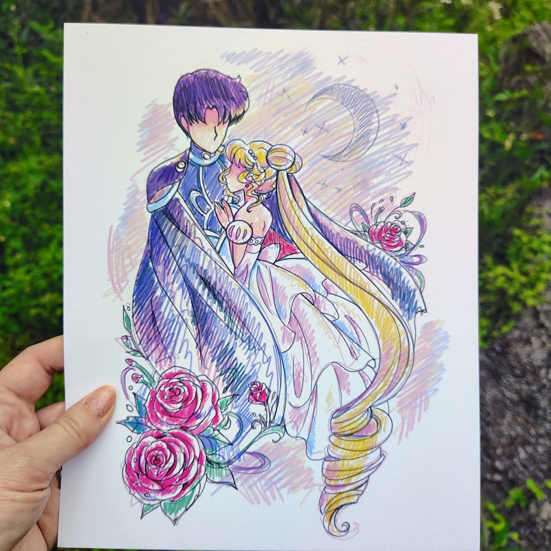 Moon Romance 8x10 Anime Sketch Art Print