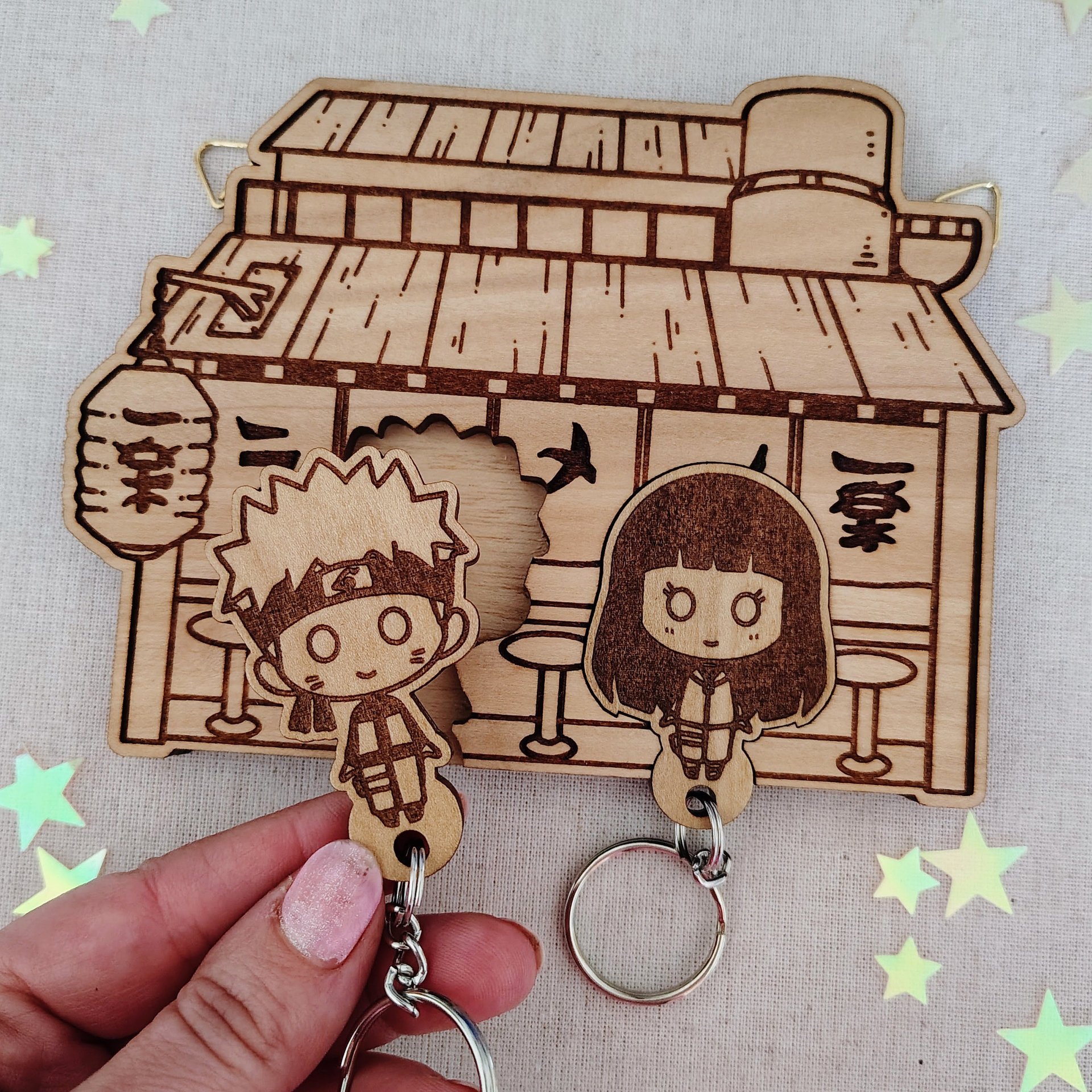Ramen Bar Cute Anime Couple Keyholder Set #4