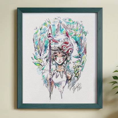 Wolf Princess 8x10 Anime Sketch Art Print