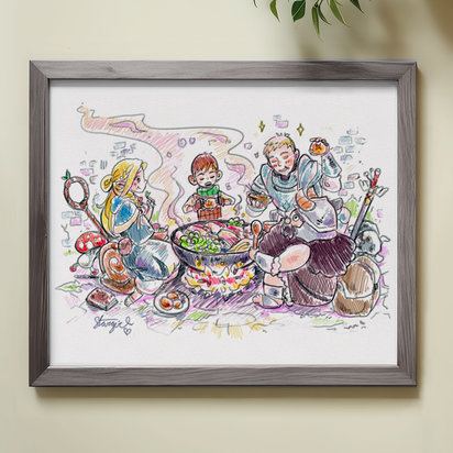 Dungeon Dining 8x10 Anime Sketch Art Print